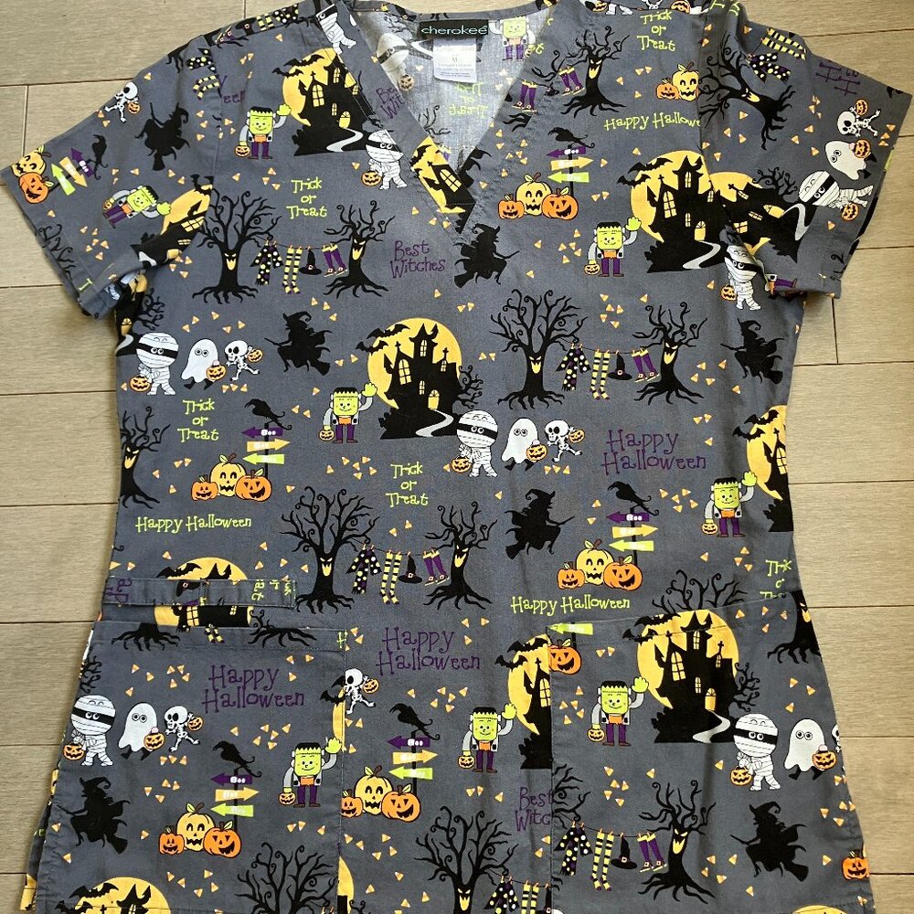 Halloween Cherokee scrub top
